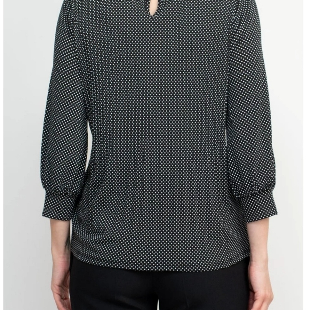 Adrianna Papell Black & White Mesh Crewneck 3/4 Sleeve Knit top Size large - Picture 2 of 11